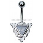 Celtic Belly Bar with Clear Jewel