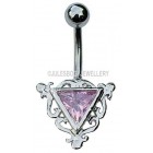 Celtic Belly Bar with Pink Jewel