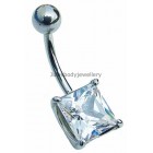 Belly Bar with Square CZ Jewel 