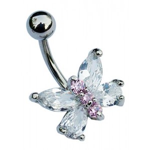 Butterfly Belly Bar - Clear and Pink