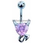 Devil Heart Belly Bar - Pink 