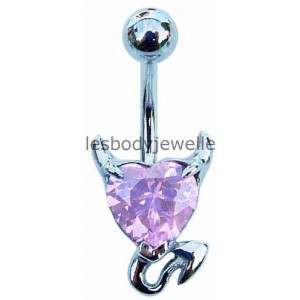 Devil Heart Belly Bar - Pink 