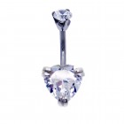 10mm Clear Heart belly bar with top jewel