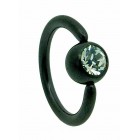 Black Titanium Jewelled Ball Closure Ring