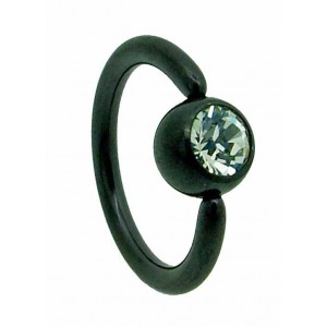 Black Titanium Jewelled Ball Closure Ring