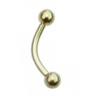 PVD Gold Titanium Eyebrow Bar with Balls