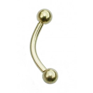 PVD Gold Titanium Eyebrow Bar with Balls