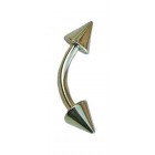 Gold Eyebrow Bar with Spikes - PVD 316L