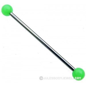 Scaffold Piercing Bar with Green Balls