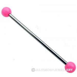 Industrial Piercing Bar with Pink Balls