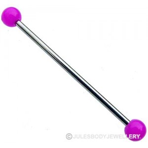 Industrial Piercing Bar with Purple Balls