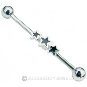 Black Stars Scaffold Piercing Bar