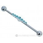 Scaffold Piercing Bar with Light Blue Stones