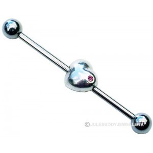 Scaffold Piercing Bar with Heart