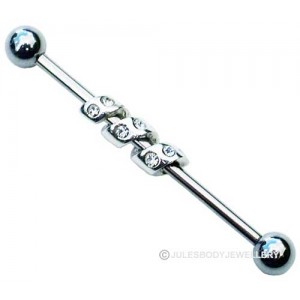 Scaffold Piercing Bar with Jewelled Coil