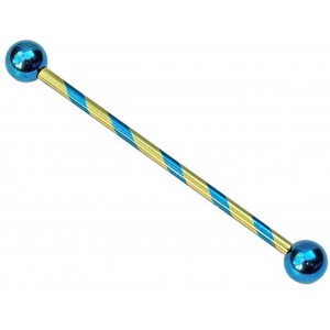 Titanium Industrial Barbell - Blue Stripe