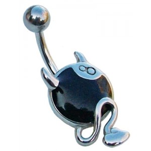 Belly Bar with Devil 8 Ball Design 