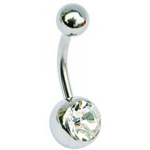 Belly Bar - Clear Jewelled