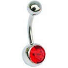 Navel Bar/Belly Bar - Bright Red