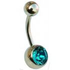 Gold PVD Belly Bar - Aqua