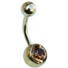 Gold PVD Belly Bar - Champagne Colour