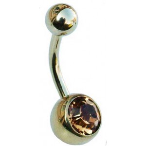 Gold PVD Belly Bar - Champagne Colour