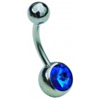 Belly Bar with Pointed Blue Jewel