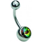 Belly Bar with Pointed Green Jewel