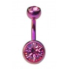 Double Jewelled Pink Titanium Belly Bar