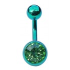 Belly Bar with Light Green Jewel