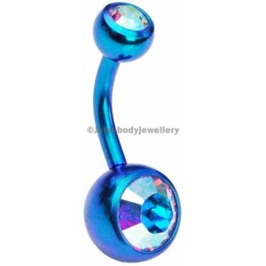 Petrol Blue Titanium Belly Bar - AB