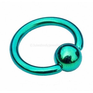 Titanium Ball Closure Ring BCR - Green