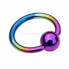 Rainbow Titanium Ball Closure Ring -1.2mm x 8mm
