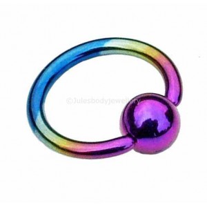 Rainbow Titanium Ball Closure Ring -1.2mm x 8mm